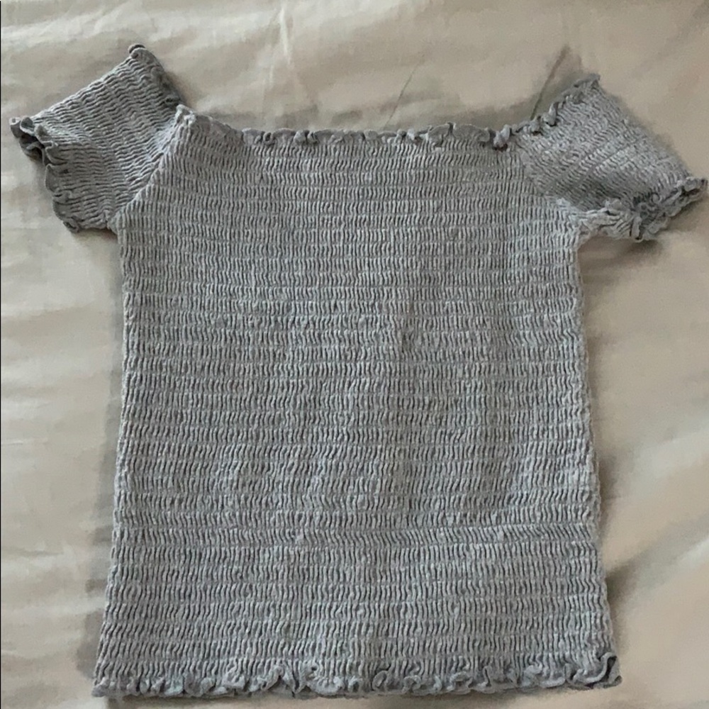 Hollister Off the shoulder gray top
